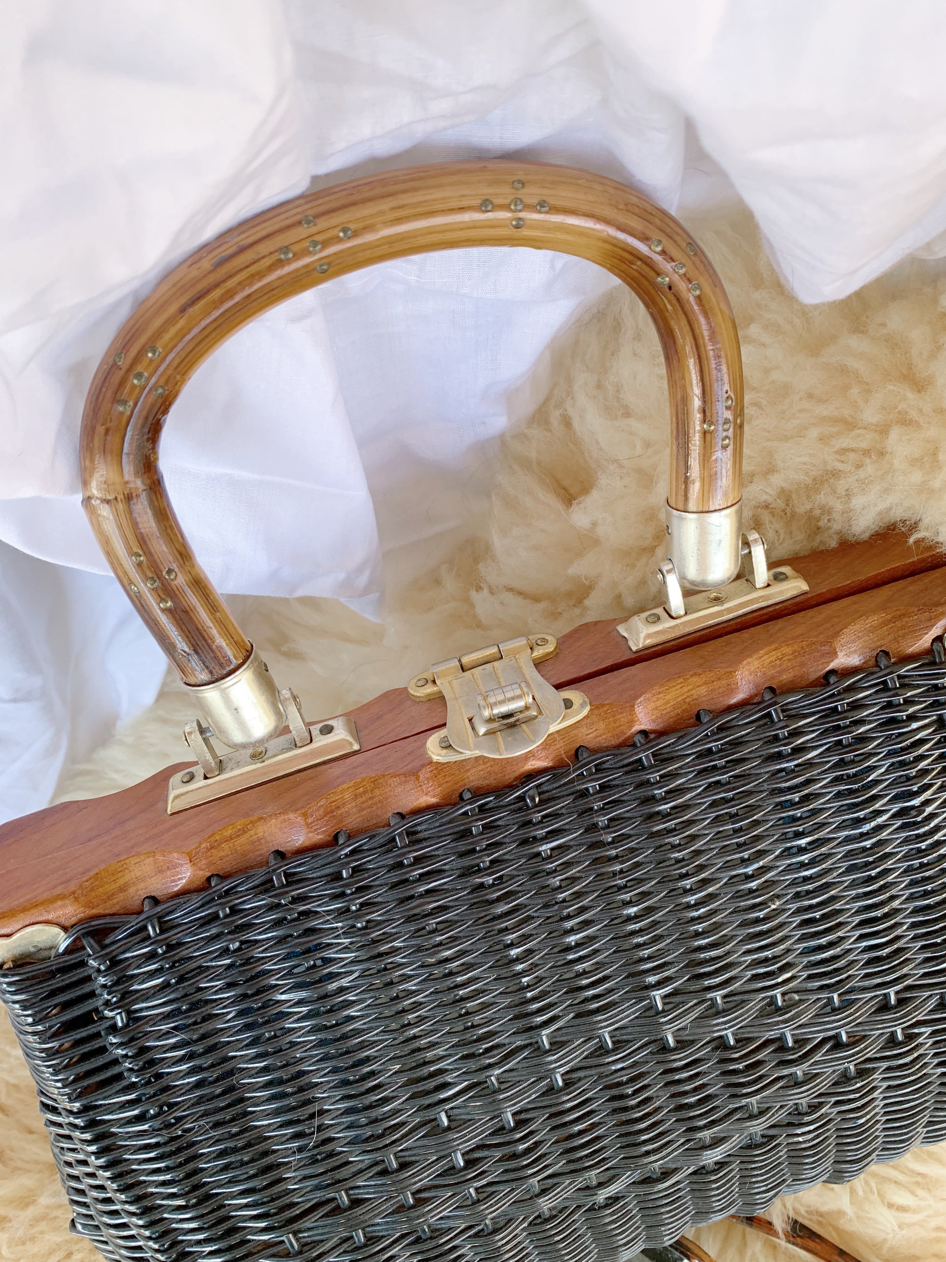 Vintage Koret Wicker Handbag With Gold Belt Buckle Clasp - Etsy